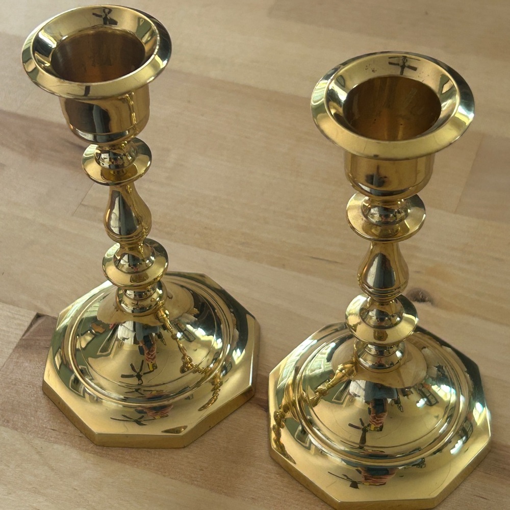 Vintage Baldwin polished brass candle holders